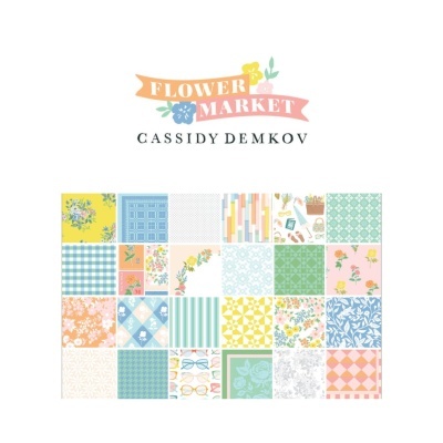Logotipo Flower Market Cassidy Demkov com 24 padrões variados coloridos