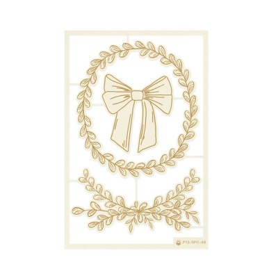 desenhos dourados de laço e folhas em fundo branco