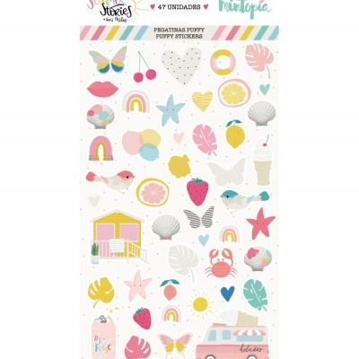 Pacote de 47 autocolantes coloridos com temas de verão em tons pastel