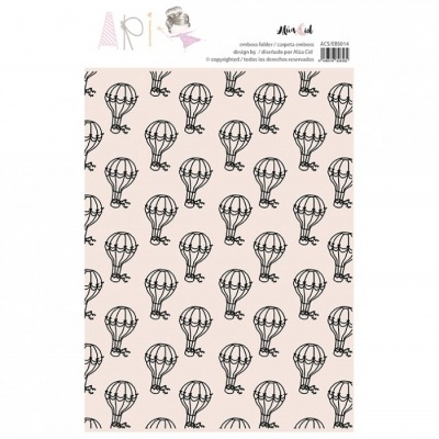 Folha decorativa rosa com balões de ar quente pretos repetidos