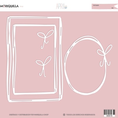 Fundo cor-de-rosa com desenhos brancos de formas geométricas e texto da marca