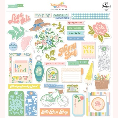 Adesivos decorativos com temas de primavera e mensagens positivas em cores pastel