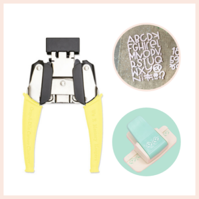 Ferramentas de artesanato para recorte e prensagem com alças amarelas e azul claro