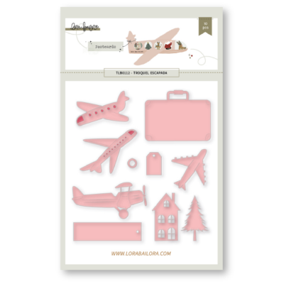 Conjunto de 10 troqueles rosa para recorte com formas variadas e embalagem branca