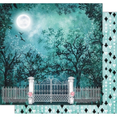 Papel decorativo com portão e padrão de cartas