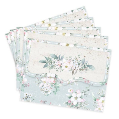 Conjunto de seis envelopes florais azuis e brancos