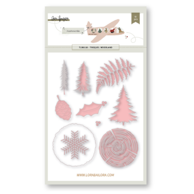 Conjunto de 10 peças decorativas rosa com motivos de natureza como folhas, penas e madeira