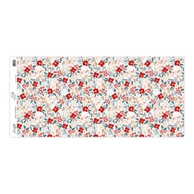 tapete retangular branco com padrão floral colorido