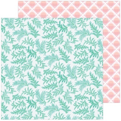 Papéis de parede com padrões de folhas verdes e losangos cor-de-rosa