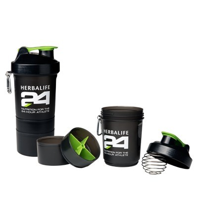 Conjunto de shakers Herbalife 24 preto com tampas verdes