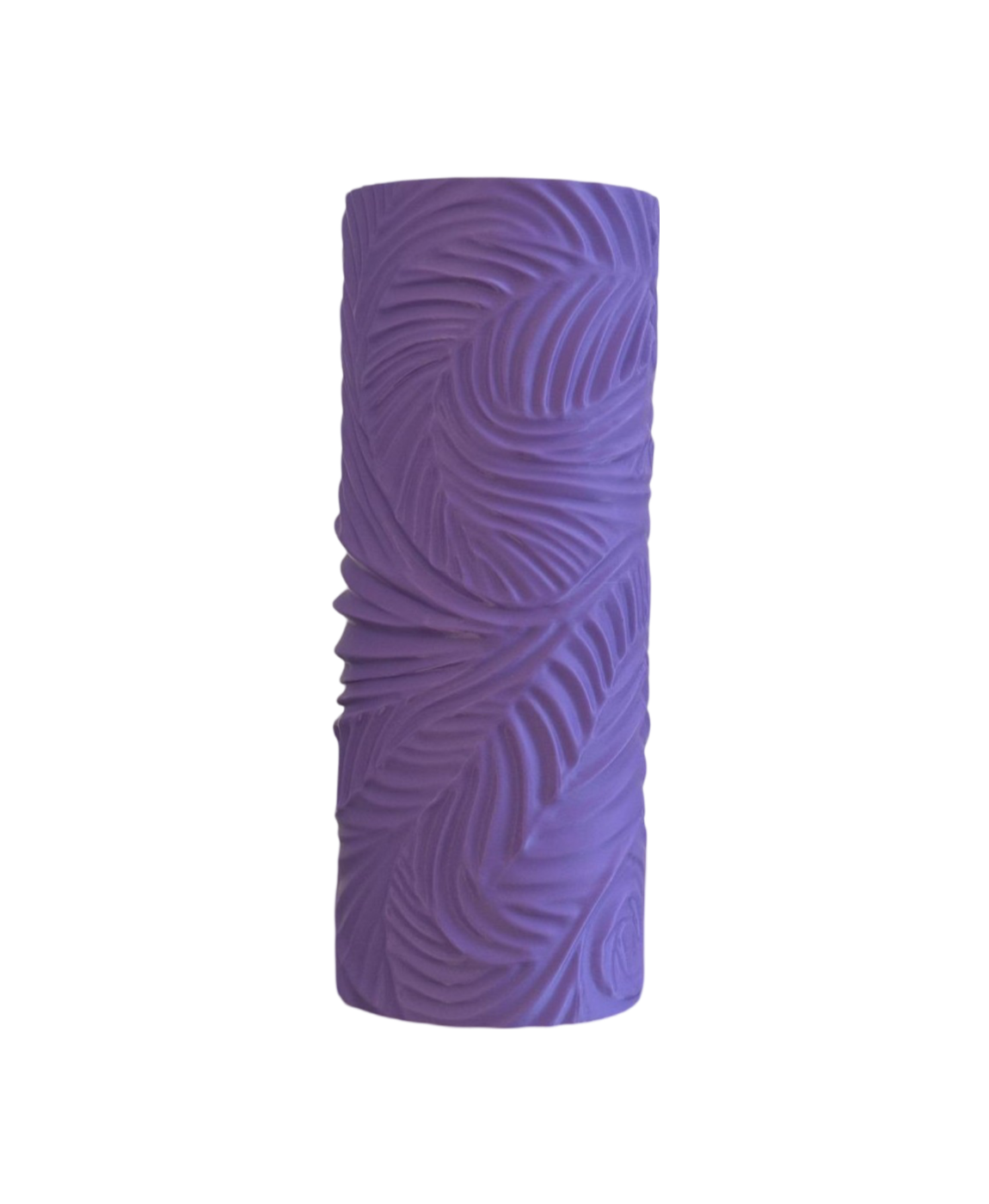 Rolo de espuma lilás com padrão texturizado em relevo