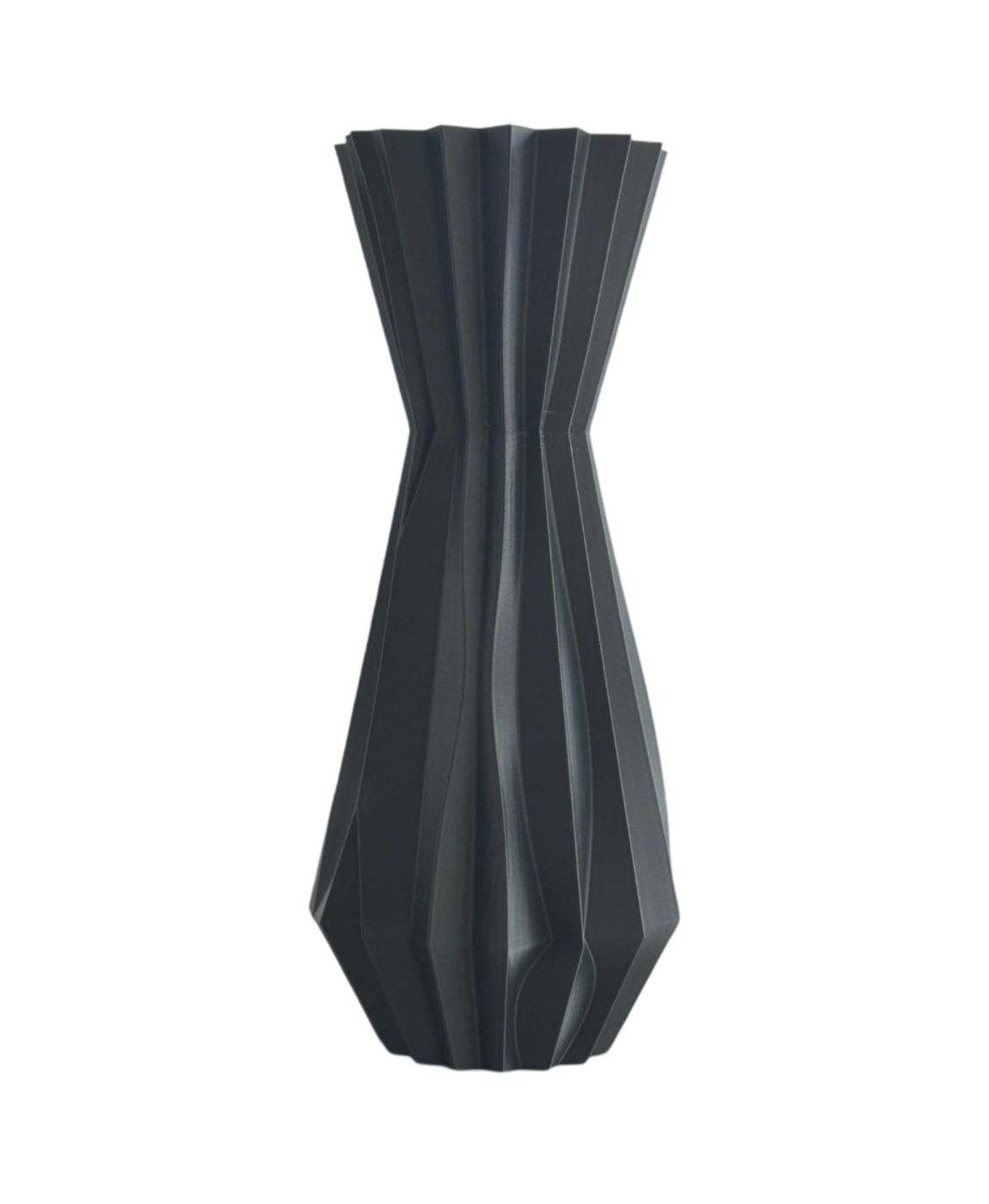 Vaso decorativo preto com design geométrico facetado