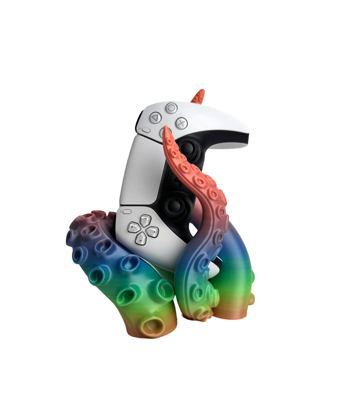 Comando de videojogo com suporte em tentáculos multicoloridos