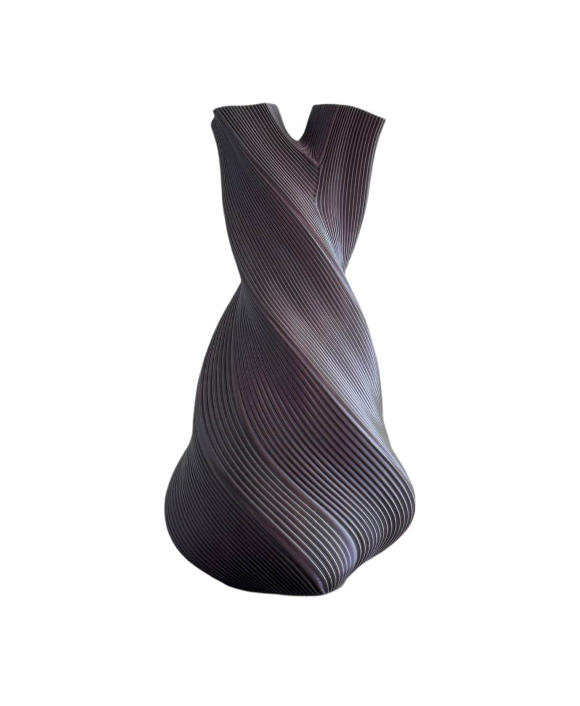 vaso decorativo preto com textura ondulada torcido