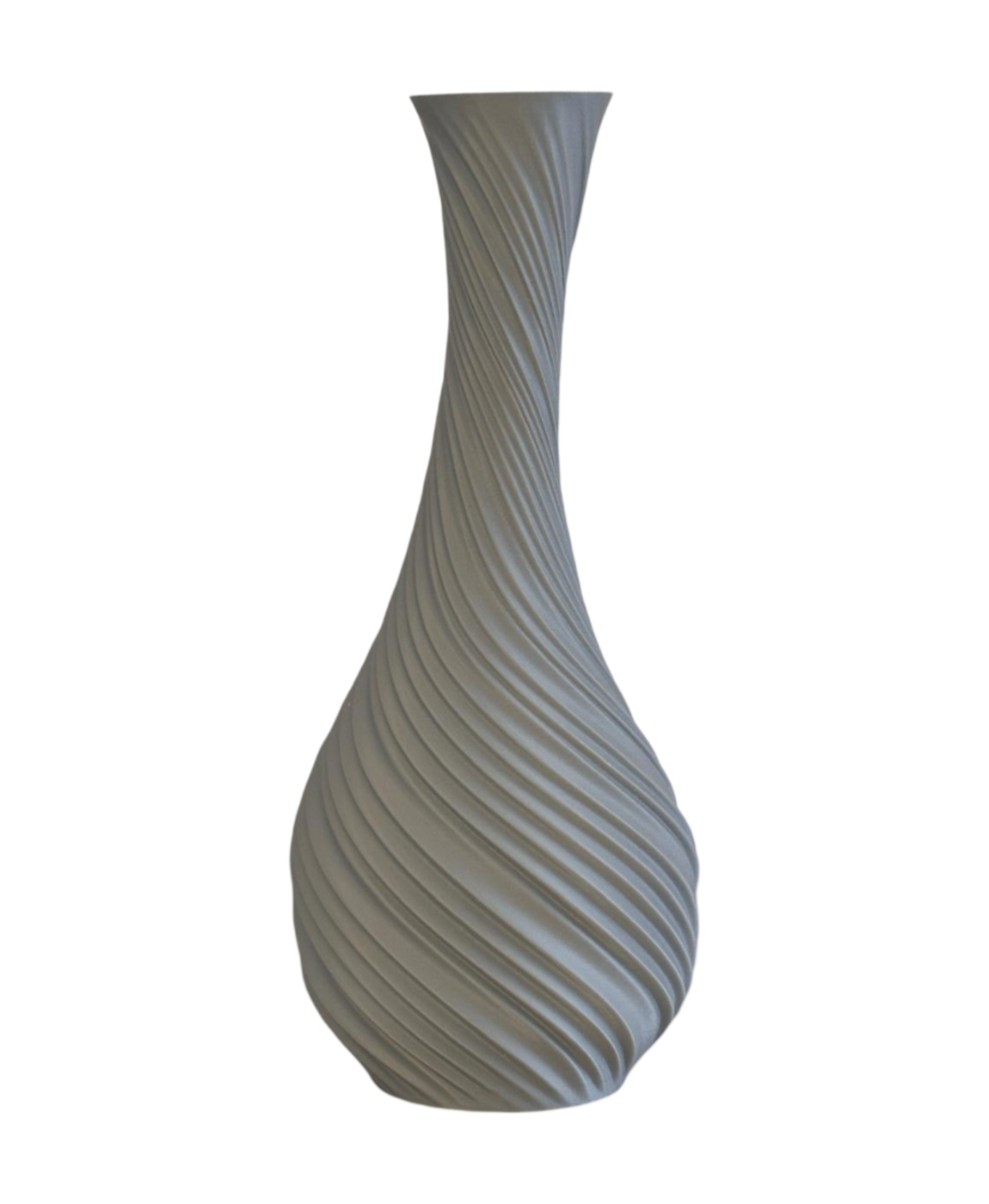 Vaso alto cinzento claro com textura espiral