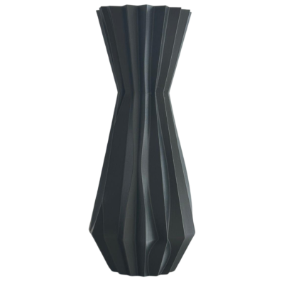 Vaso decorativo preto com design geométrico facetado
