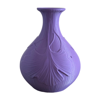 Vaso lilás com textura de folhas em relevo