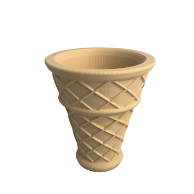 Cone bege com padrão em relevo tipo rede
