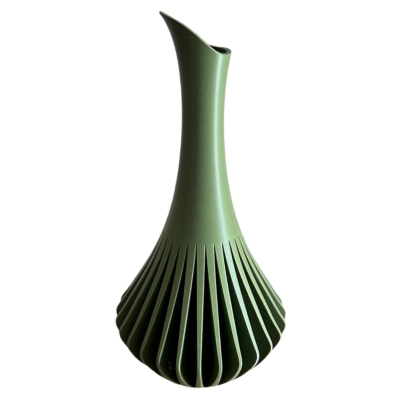 Vaso decorativo verde com design em lâminas verticais
