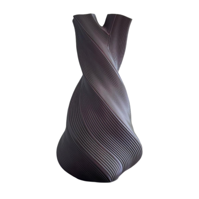 vaso decorativo preto com textura ondulada torcido