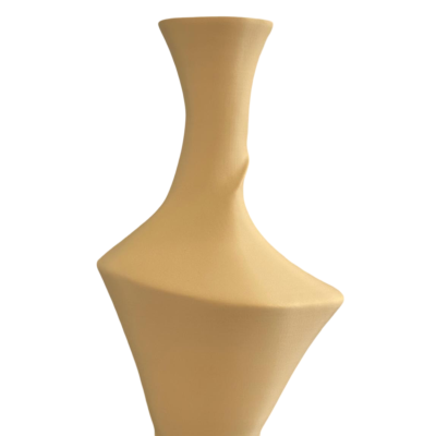 Vaso decorativo de cerâmica bege com formato moderno