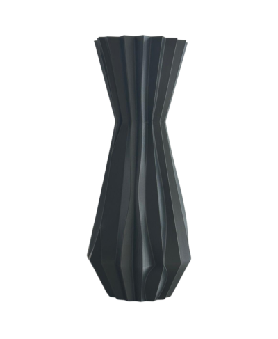 Vaso decorativo preto com design geométrico facetado
