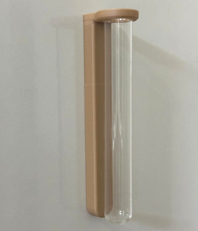 Suporte de parede bege com tubo de vidro transparente