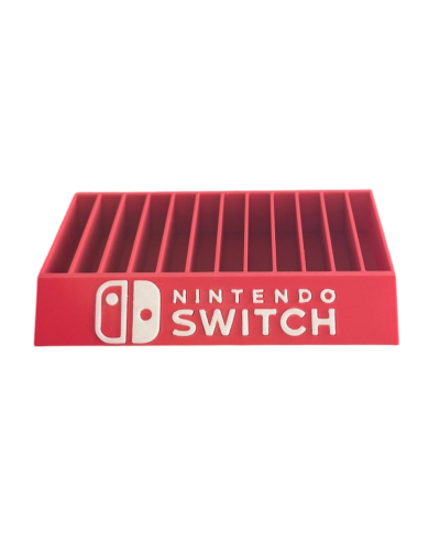 Organizador vermelho para jogos Nintendo Switch com o logotipo e texto branco