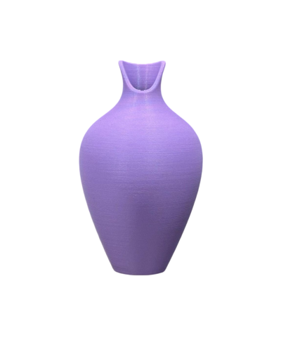 Vaso lilás de cerâmica com acabamento fosco e formato arredondado