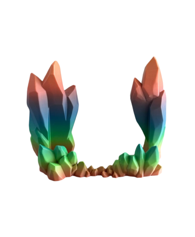 Estrutura de cristais coloridos em tons vibrantes, textura facetada