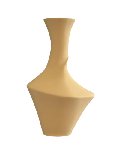 Vaso decorativo de cerâmica bege com formato moderno