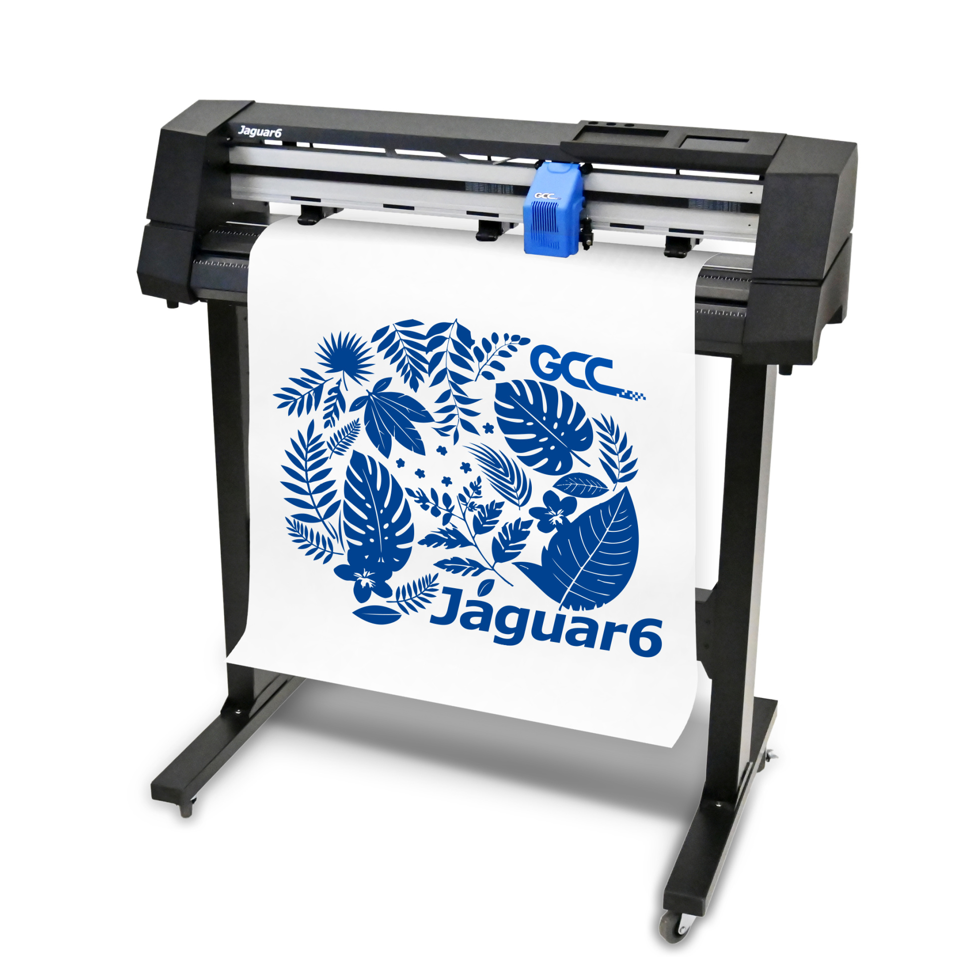 GCC® Plotter de Corte JAGUAR VI Series Impressora de grande formato a imprimir padrão azul em papel branco