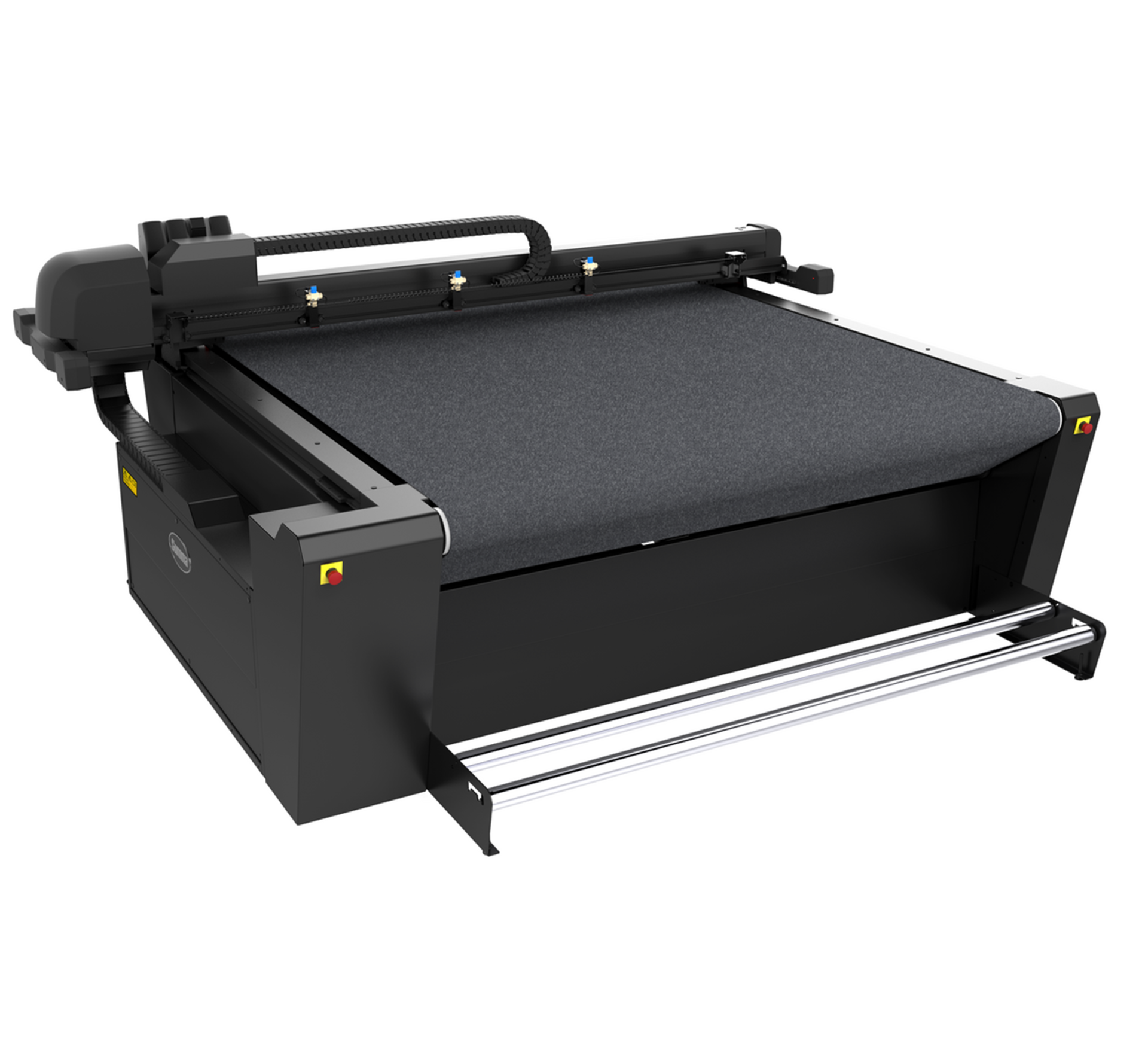 SUMMA® F Series Máquina industrial de corte plana preta com superfície de corte cinzenta texturizada