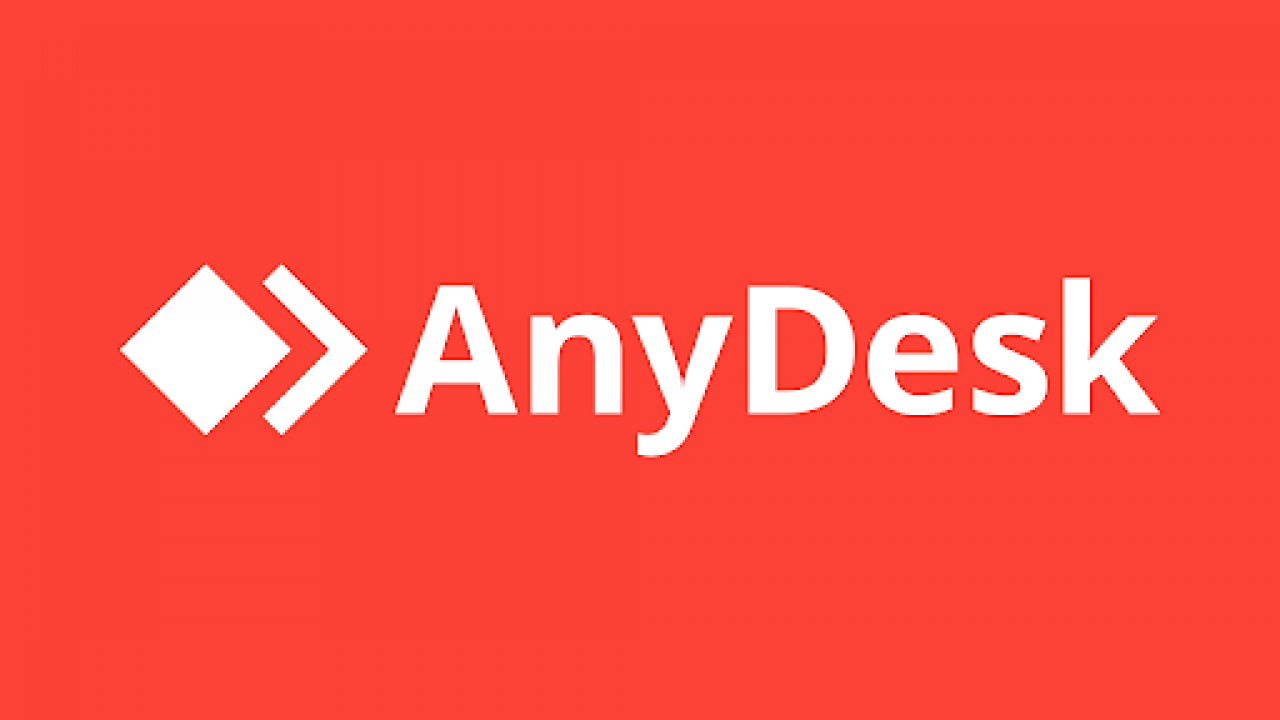 Logótipo da AnyDesk em fundo vermelho com texto branco