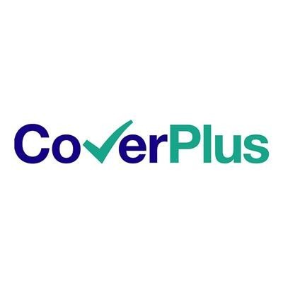 Logótipo da marca CoverPlus com texto em azul e verde e um sinal de visto