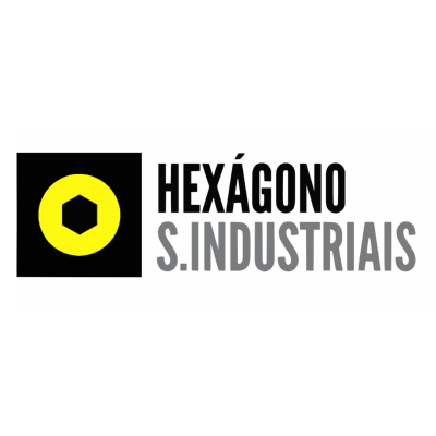 Logótipo preto e amarelo com texto HEXÁGONO S. INDUSTRIAIS