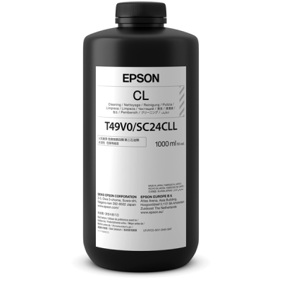 Frasco preto de limpeza Epson com etiqueta branca