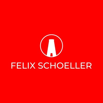 Logótipo branco Felix Schoeller num fundo vermelho
