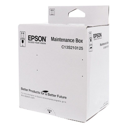 Embalagem branca de Maintenance Box Epson C13S210125 com texto e símbolo de frágil