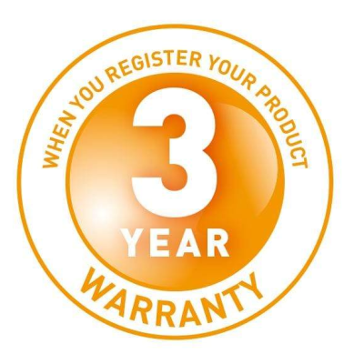 Selo de garantia de 3 anos em cor laranja