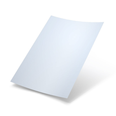 Folha de papel branca lisa em fundo branco