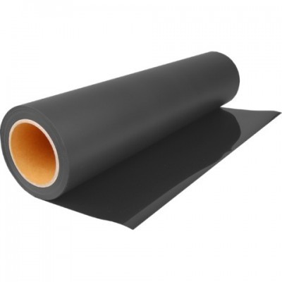 Rolo de vinil preto brilhante com tubo castanho