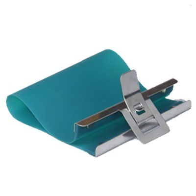 Presilha de cabelo metal cromado com faixa de borracha azul turquesa