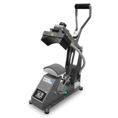 Prensa térmica para chapéus cinza com alavanca preta