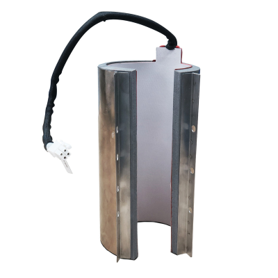 Resistência cilíndrica metálica com cabo preto e conector branco