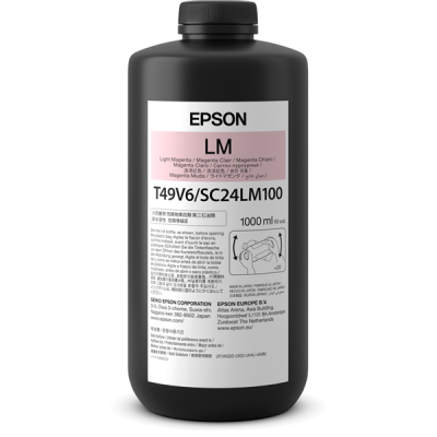 Garrafa preta de tinta Epson Light Magenta com rótulo branco