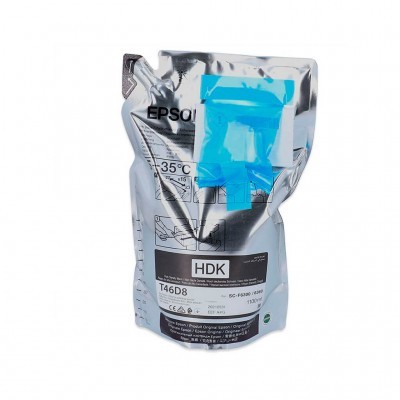 Embalagem flexível prateada de tinta Epson com etiquetas e selo azul