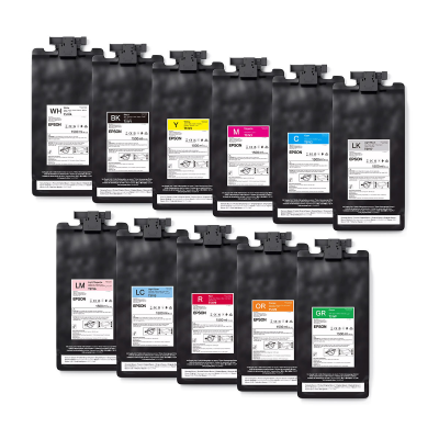 Conjunto de 11 cartuchos de tinta Epson com etiquetas coloridas