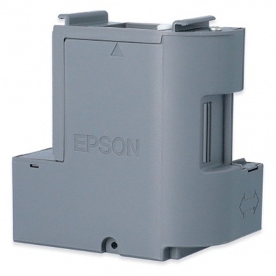 Cartucho de tinta cinzento EPSON com setas e design retangular em plástico