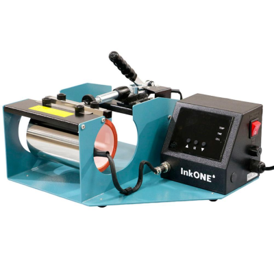 Máquina de prensa térmica para canecas azul e preta